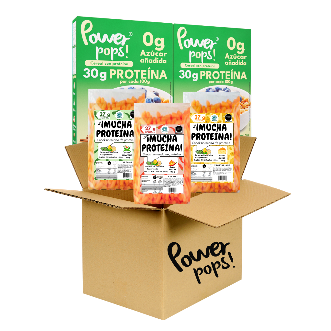 Caja de 14 pzas Power pops! + 60 ¡Mucha proteína! de 50 g + Envio Gratis