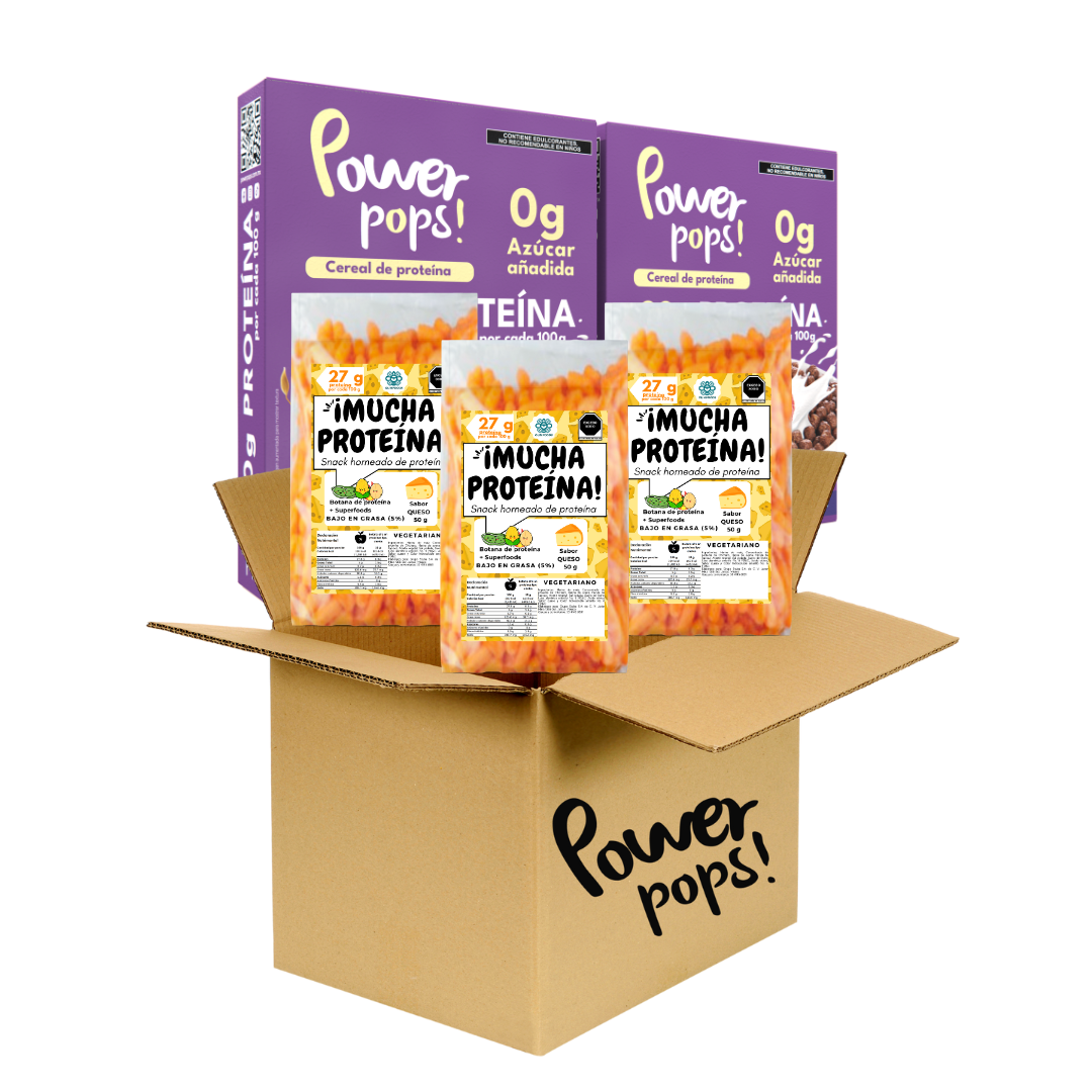 Caja de 14 pzas Power pops! + 60 ¡Mucha proteína! de 50 g + Envio Gratis