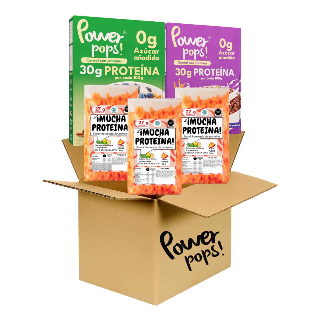 Caja de 14 pzas Power pops! + 60 ¡Mucha proteína! de 50 g + Envio Gratis