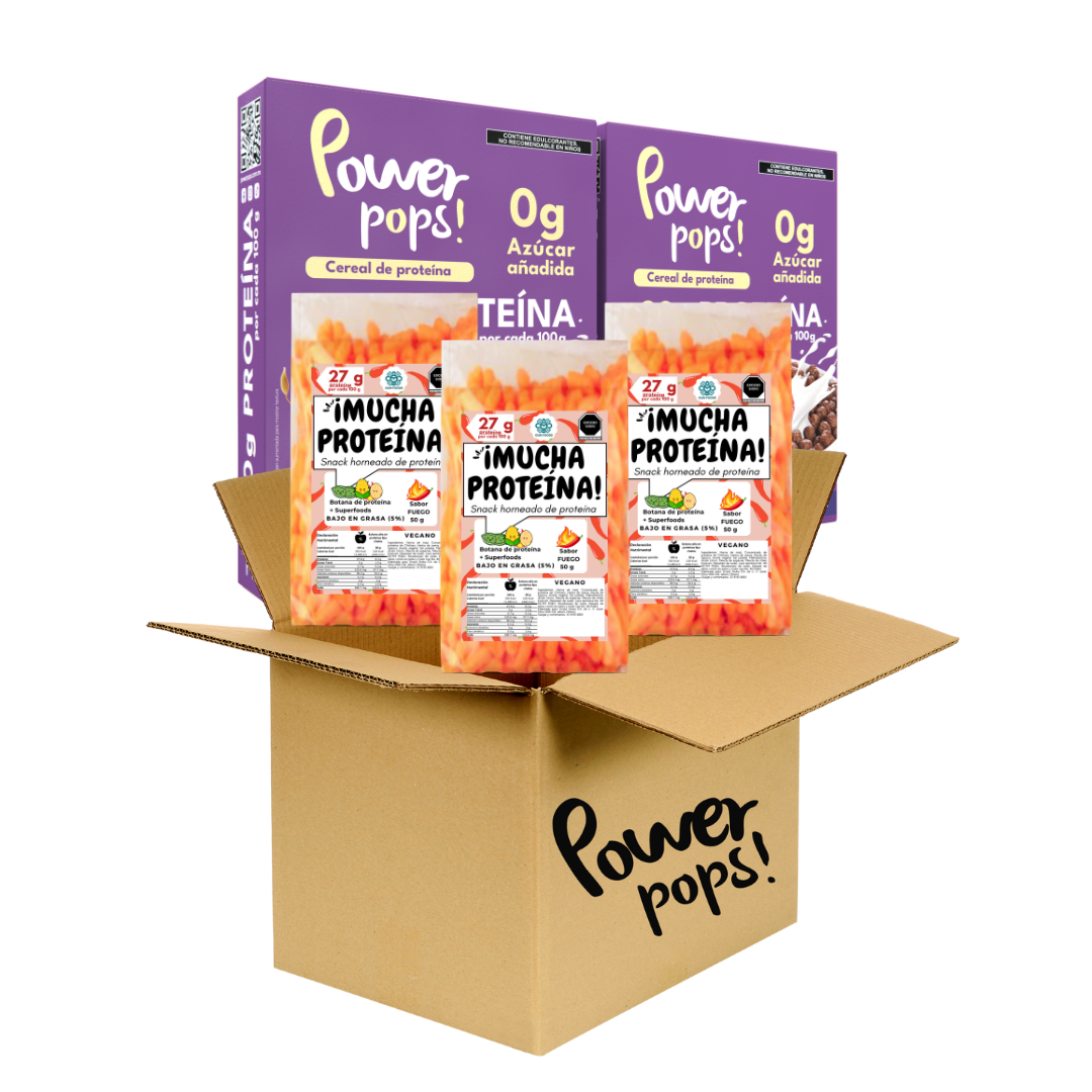 Caja de 14 pzas Power pops! + 60 ¡Mucha proteína! de 50 g + Envio Gratis