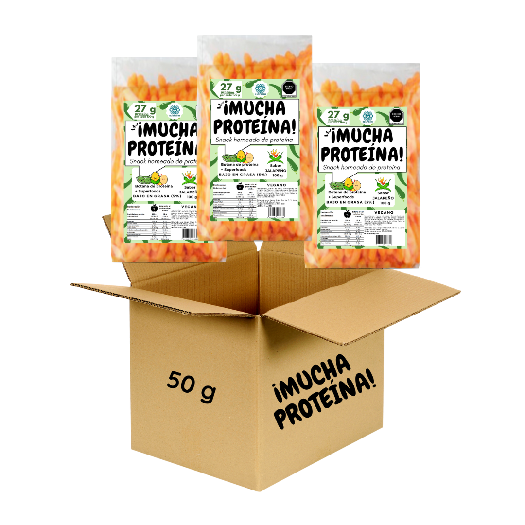 ¡Mucha proteína! distribuidor 120 pzas 50 g + Envio Gratis