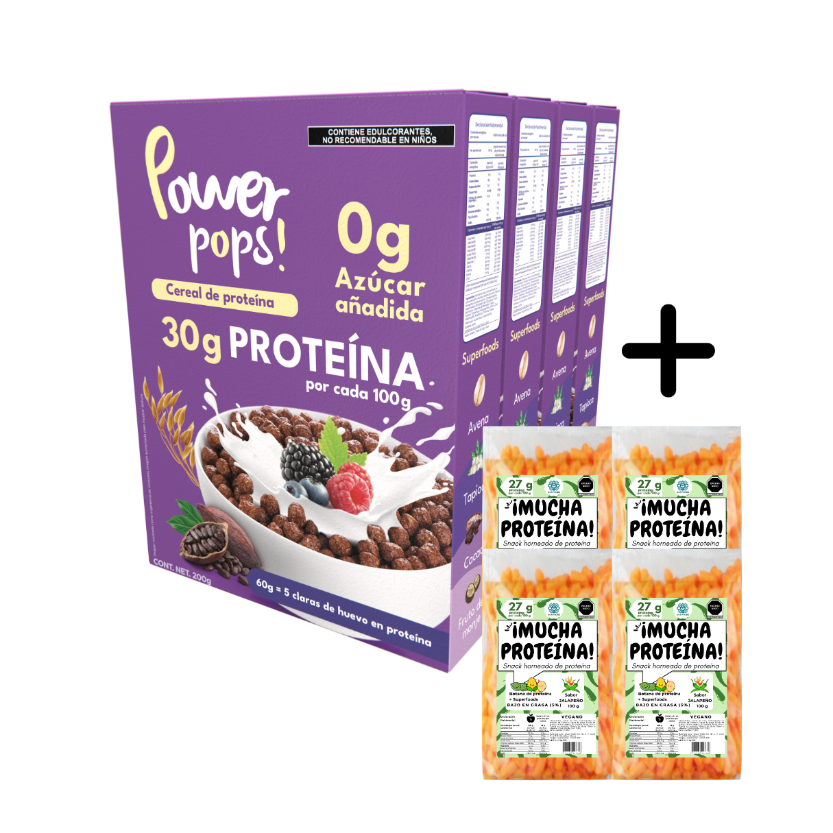 4x4 pack --> 4 Power pops! + 4 ¡Mucha proteína! con Envío gratis